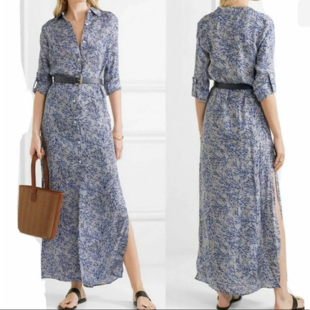 MICHAEL Michael Kors Blue Coral Mosaic Georgette Shirt Maxi Dress - Picture 3 of 15